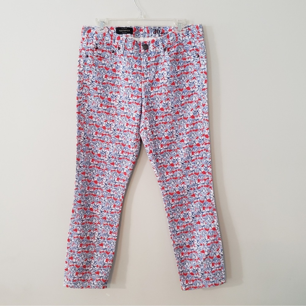 Liberty Fabrics For J Crew Floral Denim Toothpick Ankle Pants SIZE 30 Preppy